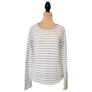 Maison Scotch White Grey Striped Longsleeve Sz 6